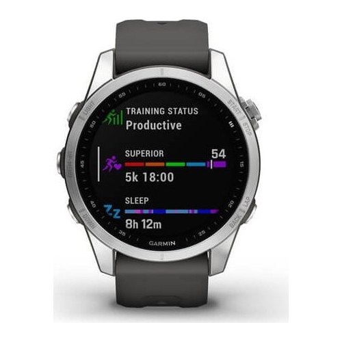 SmartWatch Garmin Fenix 7S Standard Edition, 1.3inch, Curea silicon, Silver-Graphite