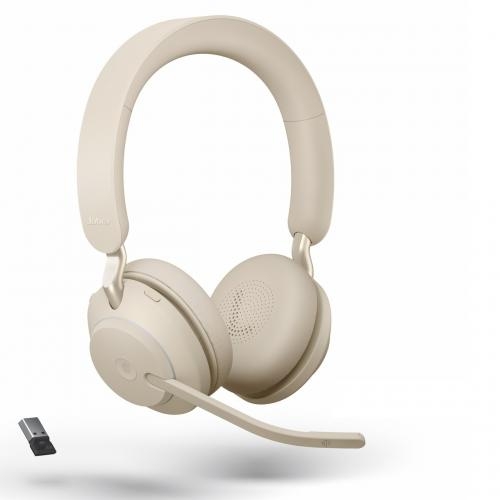 Casti cu microfon Jabra Evolve2 65 UC Stereo, Bluetooth, Beige