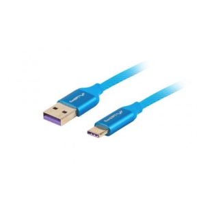 Cablu de date Lanberg CA-USBO-21CU-0005-BL, USB 2.0 - USB-C, 0.5m, Blue