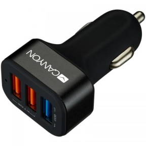 Incarcator Auto Canyon CNE-CCA07B Quick Charge 3.0, 3x USB, 2.4A, Black