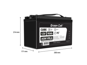 Green Cell CUBE AGM IP54 12V 90Ah VRLA Battery Gel deep cycle scooter mower boat barge mower tractor fishing boat