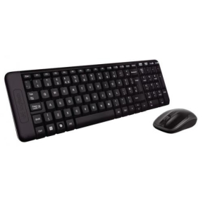 Kit Wireless Logitech MK220 - Tastatura, USB, Layout Spania, Black + Mouse Optic, USB Wireless, Black