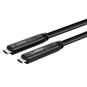 Cablu Lindy 43333, USB-C male - USB-C male, 10m, Black