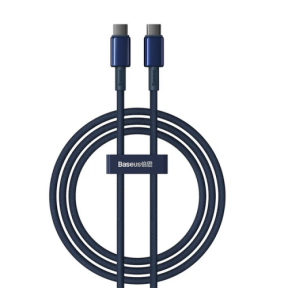 Cablu de date Baseus P10319800321-03, USB-C male - USB-C male, 1m, Blue