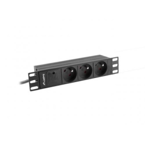 PDU Lanberg PDU-03E-0200-BK, 3x Schuko French, Black