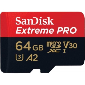 Memory Card MicroSDXC Sandisk by WD Extreme Pro 64GB, Class 10, UHS-I U3, V30, A2 + Adaptor SD
