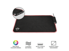 TRUST GXT 765 Glide-Flex RGB Mouse Pad with USB Hub