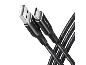 USB-C la USB-A, 1m, 3A, USB 2.0, QC 3.0 60W, matisat, conector aluminiu, Negru