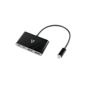 Hub USB V7 V7UC2A2CHUB-BLK, USB-C - 2 x USB-A, 2 x USB-C, Black