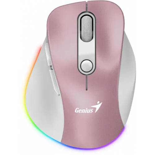 Mouse Optic Genius Ergo 9000S Pro, Bluetooth/USB Wireless, White-Pink