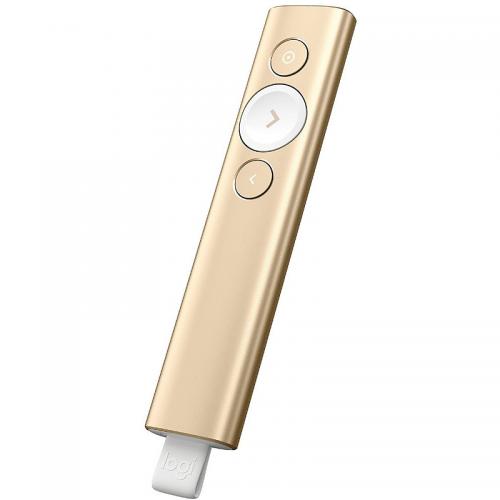 Presenter Logitech Spotlight, Bluetooth/USB Wireless, Gold