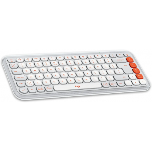 Tastatura Logitech POP Icon Keys, Bluetooth/USB Wireless, Layout UK, Off white-Orange