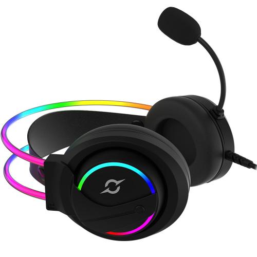 Casti cu microfon AQIRYS Cygnus RGB, USB-A, Black