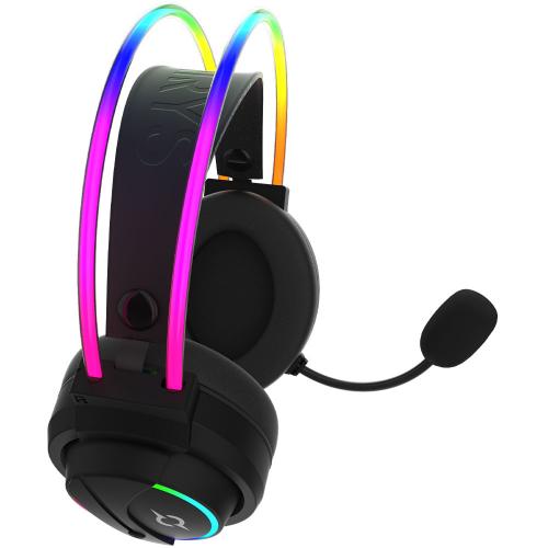 Casti cu microfon AQIRYS Cygnus RGB, USB-A, Black