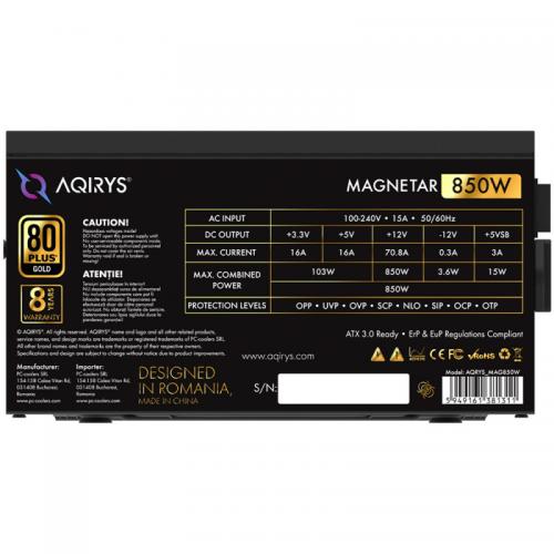 Sursa modulara AQIRYS Magnetar, 850W, 80+ Gold, Black