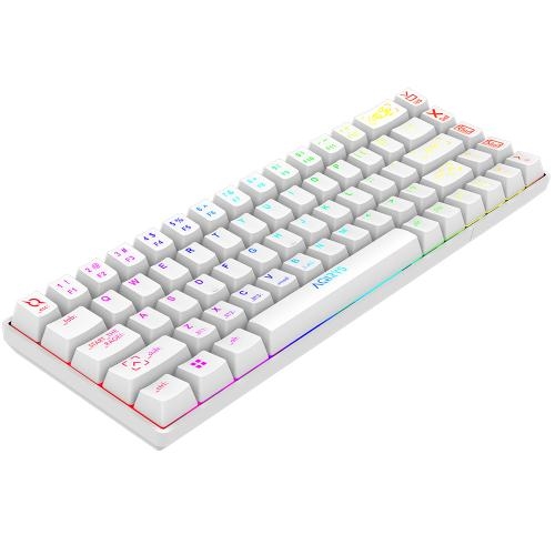 Tastatura AQIRYS Mira, RGB LED, Bluetooth/USB Wireless/USB, White