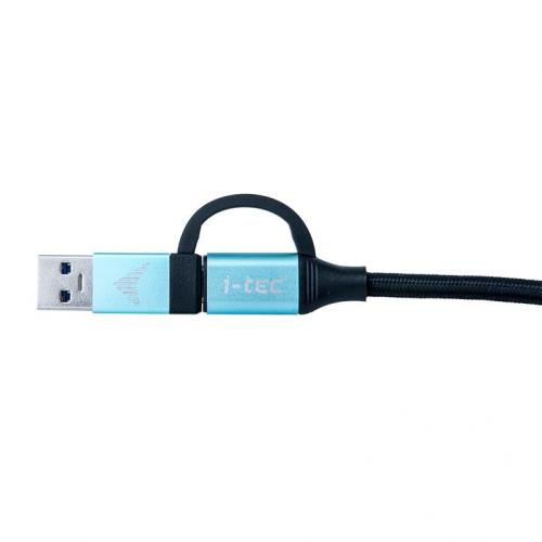 Cablu de date I-tec C31USBCACBL, USB-C - USB-C + USB-A, 1m, Black-Blue