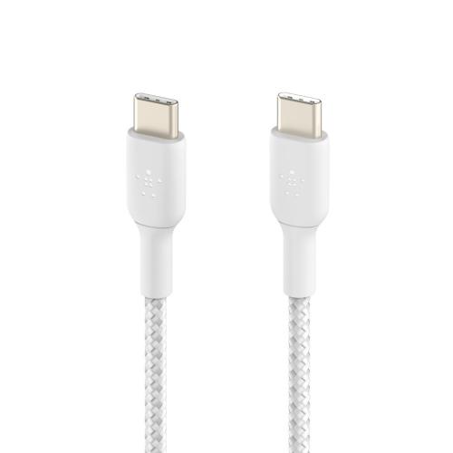 Cablu de date Belkin Boost Charge Braided, USB Tip C - USB Tip C, 1m, White