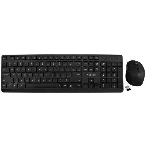 Kit V7 CKW350US - Tastatura, USB Wireless, Black + Mouse Optic V7, USB Wireless, Black