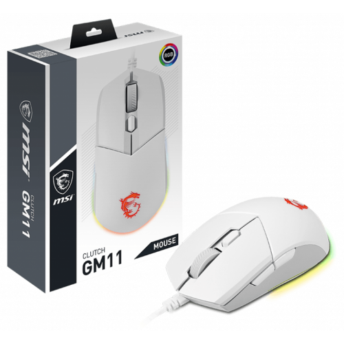 Mouse Optic MSI Clutch GM11, USB, White