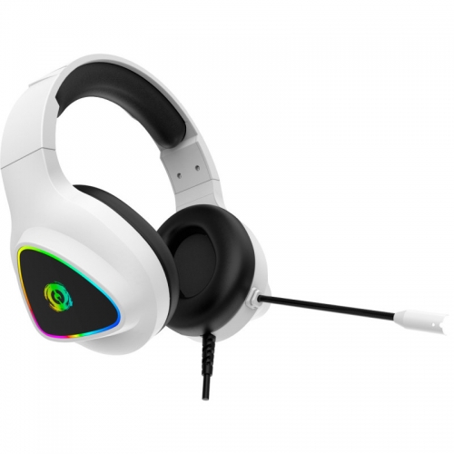 CANYON Shadder GH-6, RGB gaming headset with Microphone, Microphone frequency response: 20HZ~20KHZ, ABS+ PU leather, USB*1*3.5MM jack plug, 2.0M PVC cable, weight: 300g, White