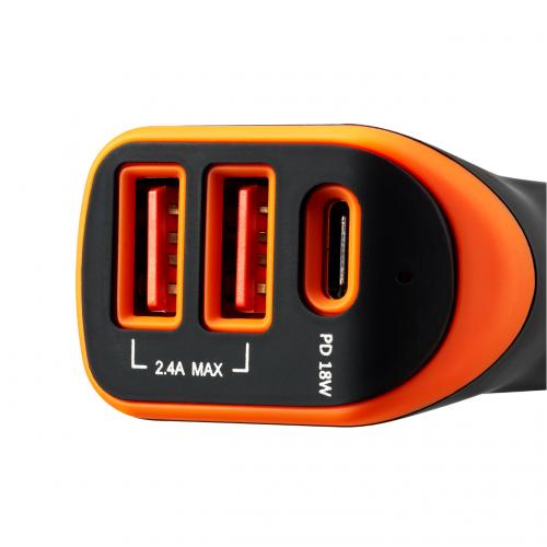 Incarcator auto Canyon С-08, 2x USB, 2.4A, Black-Orange