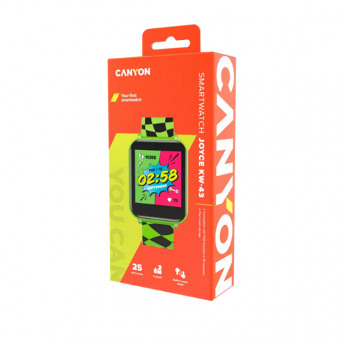 SmartWatch Canyon Joyce KW-43, 1.54inch, Curea Silicon, Green-Black