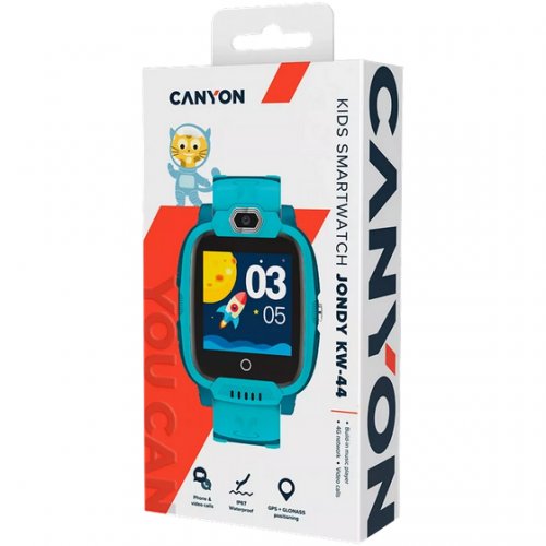 CANYON Jondy KW-44, 1.44''IPS 240*240, ASR3603S, Nano SIM, 192+128MB+512MB TF Card, GSM(B3/B8), LTE(B1.2.3.5.7.8.20) 700mAh battery, GPS+Glonas, Canyon Life APP, MP3 Audio Player, 7 Games, Camera, IP67, host:53.3*43.5*16mm strap:230*20mm, 48g, Green