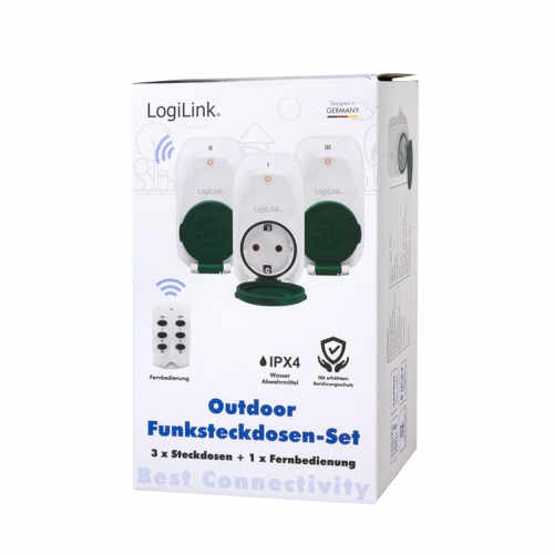 Adaptor priza Logilink EC0008, 1x Schuko, White-Green, 3 bucati