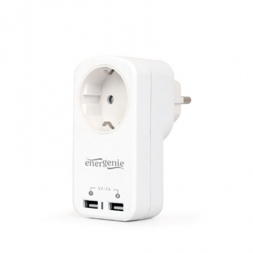 Priza Gembird EG-ACU2-01-W, 2x USB, 1x Schuko, White