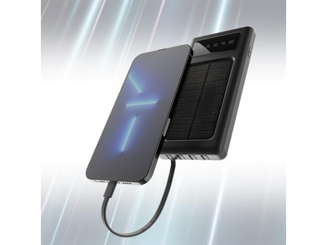 Extralink EPB-091 10000mAh Czarny | Powerbank | Solar Power bank, USB-C