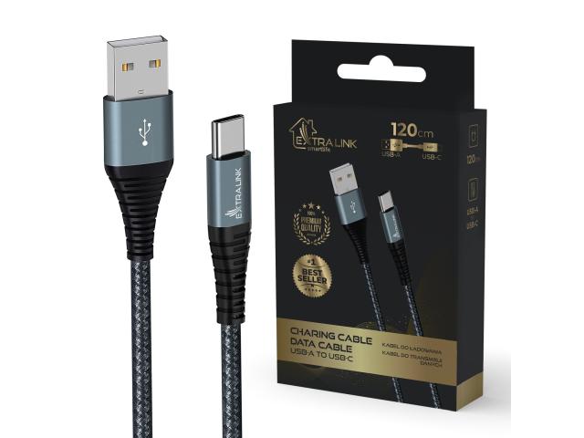 Extralink Smart Life USB Type-A to Type-C Czarny | Kabel USB-A - USB-C | 120cm