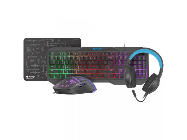 Gaming Combo Set 4 in 1 Fury Thunderstreak 3.0 (tastatura, casti, mouse, mousepad)