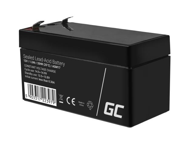 Green Cell AGM VRLA 12V 1.2Ah maintenance-free battery for the alarm system, cash register, toys