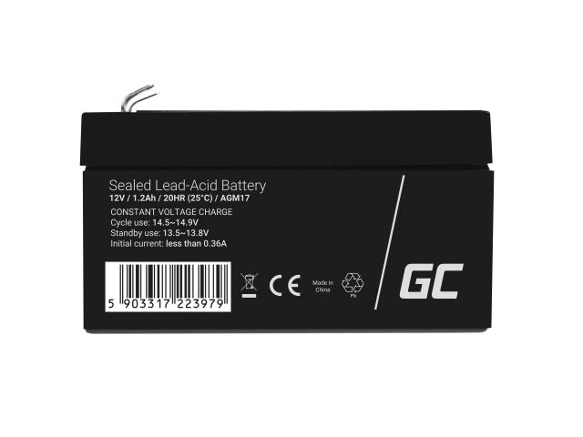 Green Cell AGM VRLA 12V 1.2Ah maintenance-free battery for the alarm system, cash register, toys