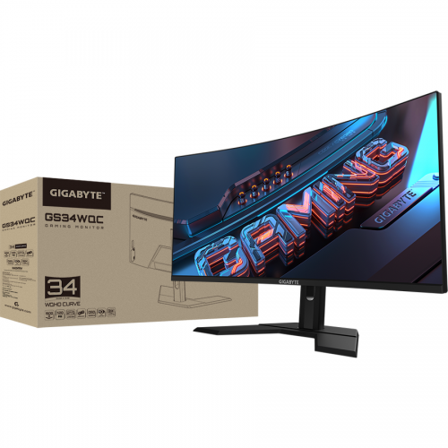 Monitor LED Curbat Gigabyte GS34WQC, 34inch, 3440x1440, 1ms, Black