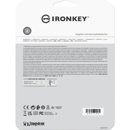 Stick Memorie Kingston IronKey Locker+50 256GB, USB 3.2 Gen 1, Silver