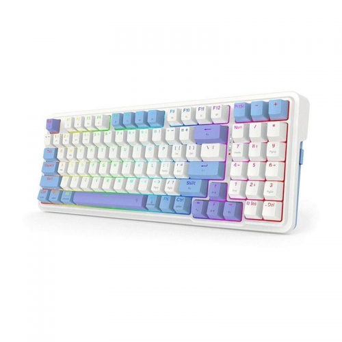 Tastatura Redragon Gloria Pro, RGB LED, USB Wireless/USB/Bluetooth, White-Blue