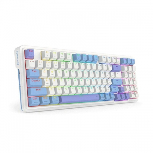 Tastatura Redragon Gloria Pro, RGB LED, USB Wireless/USB/Bluetooth, White-Blue