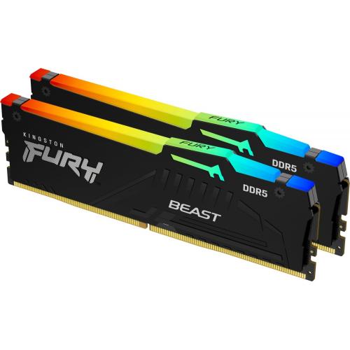 Kit Memorie Kingston Fury Beast RGB Black AMD EXPO/Intel XMP 3.0, 16GB, DDR5-5200MHz, CL36, Dual Channel