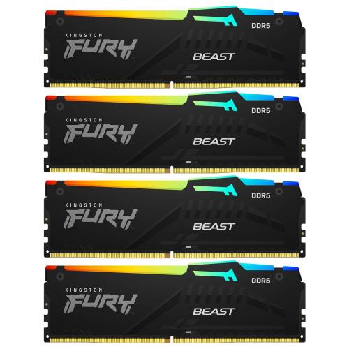 Kit Memorie Kingston Fury Beast RGB Black Intel XMP 3.0, 64GB, DDR5-5600MHz, CL40, Quad Channel