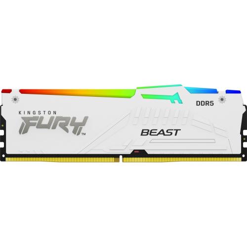 Kit Memorie Kingston Fury Beast RGB White Intel XMP 3.0, 64GB, DDR5-5600MHz, CL40, Quad Channel