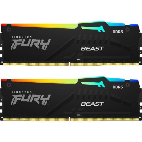 Kit Memorie Kingston Fury Beast RGB AMD EXPO/Intel XMP 3.0, 32GB, DDR5-6000MHz, CL30, Dual Channel