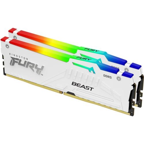 Kit Memorie Kingston Fury Beast White RGB Intel XMP 3.0/AMD EXPO, 32GB, DDR5-6000MHz, CL30, Dual Channel