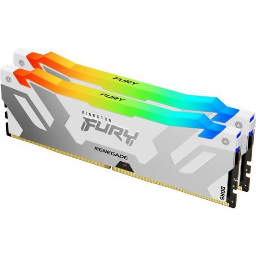 Kit Memorie Kingston Fury Renegade RGB White Intel XMP 3.0, 32GB, DDR5-6400MHz, CL32, Dual Channel