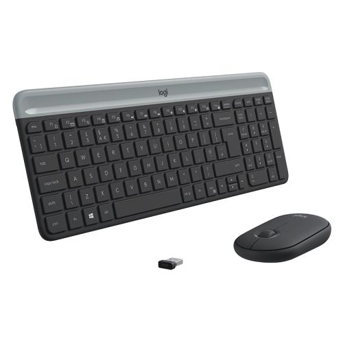 Kit Wireless Logitech MK470 - Tastatura, USB, Layout Spania, Graphite + Mouse Optic, USB, Graphite