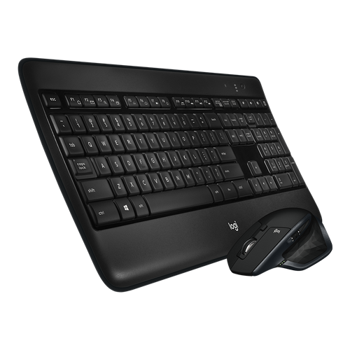 Kit Wireless Logitech MX900 - Tastatura, White LED, USB, Layout UK, Black + Mouse laser, USB, Black