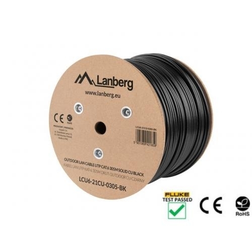 Cablu retea Lanberg LCU6-21CU-0305-BK, Cat.6A, U/UTP, 305m, Black