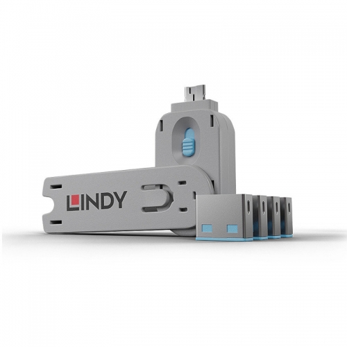 Blocker Lindy 40452, USB-A, Grey-Blue, 4 bucati