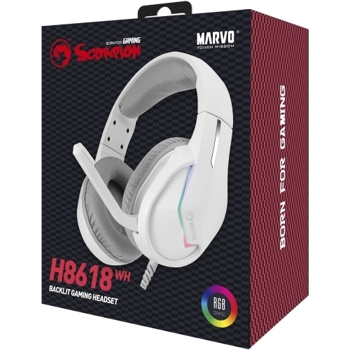 Casti cu microfon MARVO H8618, stereo, USB, White